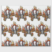 Papier Cadeau Crâne de baseball flamboyant (Plat)
