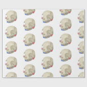 Papier Cadeau Crâne de chat avec Flore (Plat)