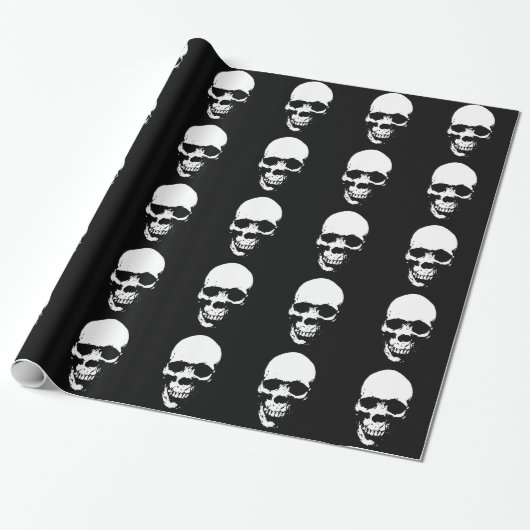Papier Cadeau Crâne de la faucheuse blanche (Déroulé)