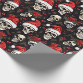 Papier Cadeau Crâne de Noël Santa Hat Motif gothique (Coin)