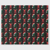 Papier Cadeau Crâne de Père Noël Reindeer de Noël et os (Plat)