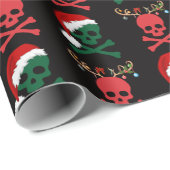 Papier Cadeau Crâne de Père Noël Reindeer de Noël et os (Coin rond)