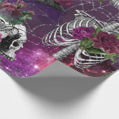 Papier Cadeau Crâne de sorcière gothique pourpre et papier d'env (Coin)
