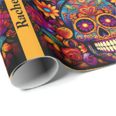 Papier Cadeau Crâne de sucre Jour de l'anniversaire mort Ajouter (Coin rond)