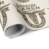 Papier Cadeau Crâne de taureau PERSONNALISÉ NOM Ranch occidental (Coin rond)