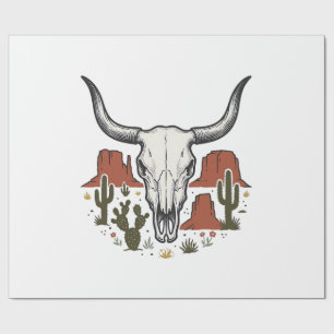 Papier Cadeau Crâne de vache du désert sud-ouest vintage Art Cac