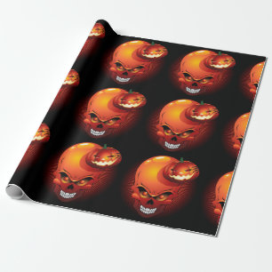 Papier Cadeau Crâne d'Halloween et Citrouille