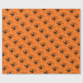 Papier Cadeau Crâne d'Halloween orange (Plat)