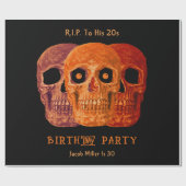 Papier Cadeau Crâne drôle Orange Gothique Anniversaire RIP à ses (Plat)
