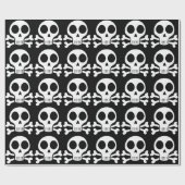 Papier Cadeau crâne effrayant sur fond noir (Plat)