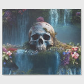 Papier Cadeau Crâne entre cascades et fleurs (Plat)
