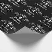 Papier Cadeau Crâne et chauves-souris Silhouette Happy Halloween (Coin)