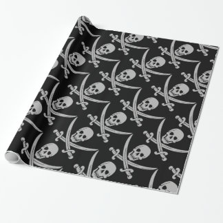 Papier Cadeau Crâne et épées de pirate