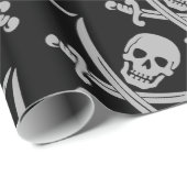 Papier Cadeau Crâne et épées de pirate (Coin rond)