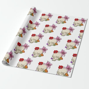 Papier Cadeau Crâne et flore