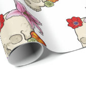 Papier Cadeau Crâne et flore (Coin rond)