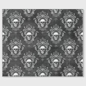 Papier Cadeau Crâne et gothique gris (Plat)