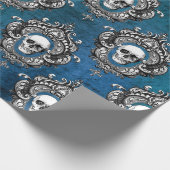 Papier Cadeau Crâne et gothique Turquoise (Coin)