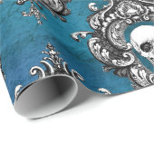 Papier Cadeau Crâne et gothique Turquoise (Coin rond)