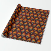 Papier Cadeau Crâne flamme conception gothique tatouage roche et (Déroulé)