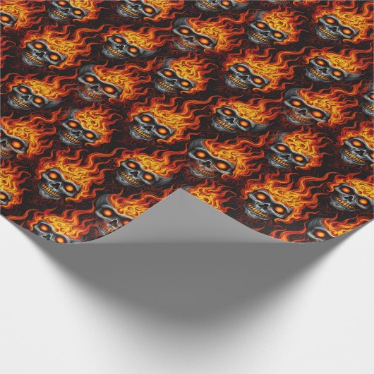 Papier Cadeau Crâne flamme conception gothique tatouage roche et (Coin)