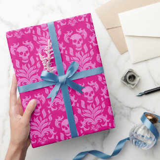 Papier Cadeau Crâne flamme Damas en parties scintillant effet ro