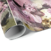 Papier Cadeau Crâne floral rose Abstrait (Coin rond)
