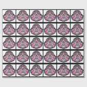 Papier Cadeau Crâne Girly rose de sucre (Plat)