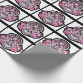 Papier Cadeau Crâne Girly rose de sucre (Coin)