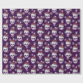 Papier Cadeau Crâne gothique d'hiver de Noël avec des flocons de (Plat)