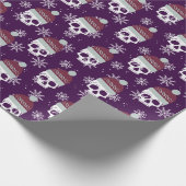 Papier Cadeau Crâne gothique d'hiver de Noël avec des flocons de (Coin)