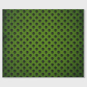 Papier Cadeau Crâne gothique vert impression rustique Halloween (Plat)