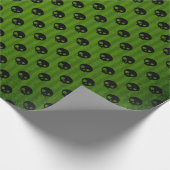 Papier Cadeau Crâne gothique vert impression rustique Halloween (Coin)
