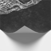 Papier Cadeau Crâne grunge gothique noir et blanc (Coin)