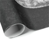 Papier Cadeau Crâne grunge gothique noir et blanc (Coin rond)