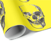 Papier Cadeau Crâne jaune (Coin rond)