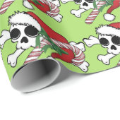 Papier Cadeau Crâne mignon de Père Noël (Coin rond)