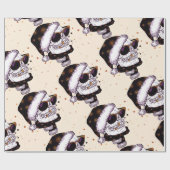 Papier Cadeau Crâne mignon de Père Noël avec des sunglass (Plat)