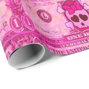 Papier Cadeau crâne mignon, dollar rose