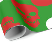 Papier Cadeau crâne moche de Noël rouge blanc vert (Coin rond)