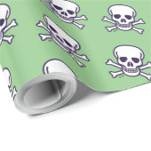 Papier Cadeau Crâne n Bones papier d'emballage blanc vert brilla (Coin rond)
