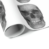 Papier Cadeau Crâne noir et blanc (Coin rond)