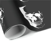 Papier Cadeau Crâne noir et blanc (Coin rond)