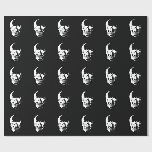 Papier Cadeau Crâne noir et blanc (Plat)