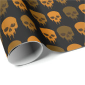 Papier Cadeau Crâne noir et orange Imprimer Halloween (Coin rond)