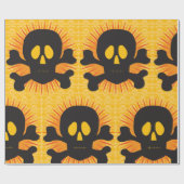 Papier Cadeau Crâne noir et os croisés (Plat)