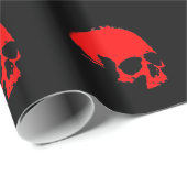 Papier Cadeau Crâne noir et rouge (Coin rond)