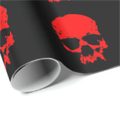 Papier Cadeau Crâne Noir & Rouge (Coin rond)