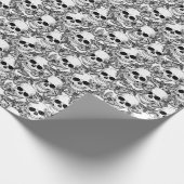 Papier Cadeau Crâne, papillons : motif vintage à main (Coin)