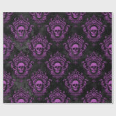Papier Cadeau Crâne pourpre et gris gothique (Plat)